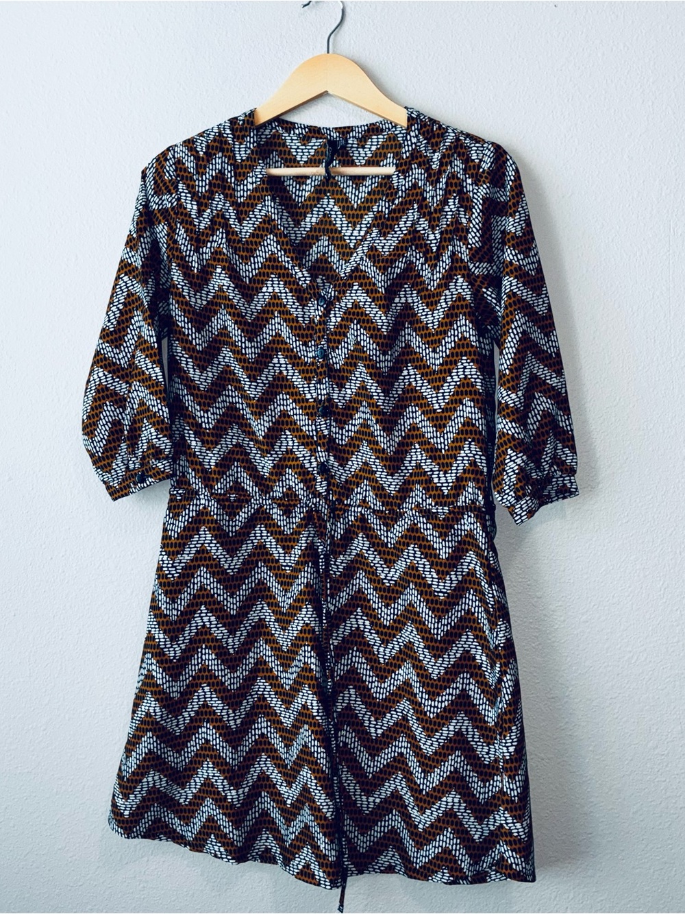O'Neill Chevron Print Beach Cover up  Dress in Brown Black and White Size S